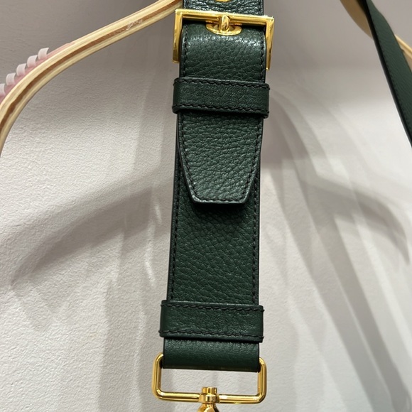 Prada green leather shoulder bag with adjustable strap & metal hardware - Picture 7 of 14